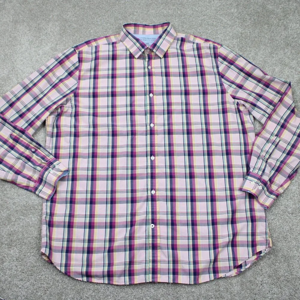 Banana Republic‎ Shirt Mens 2XL XXL Luxe Stretch Poplin Camden Standard Fit L/S